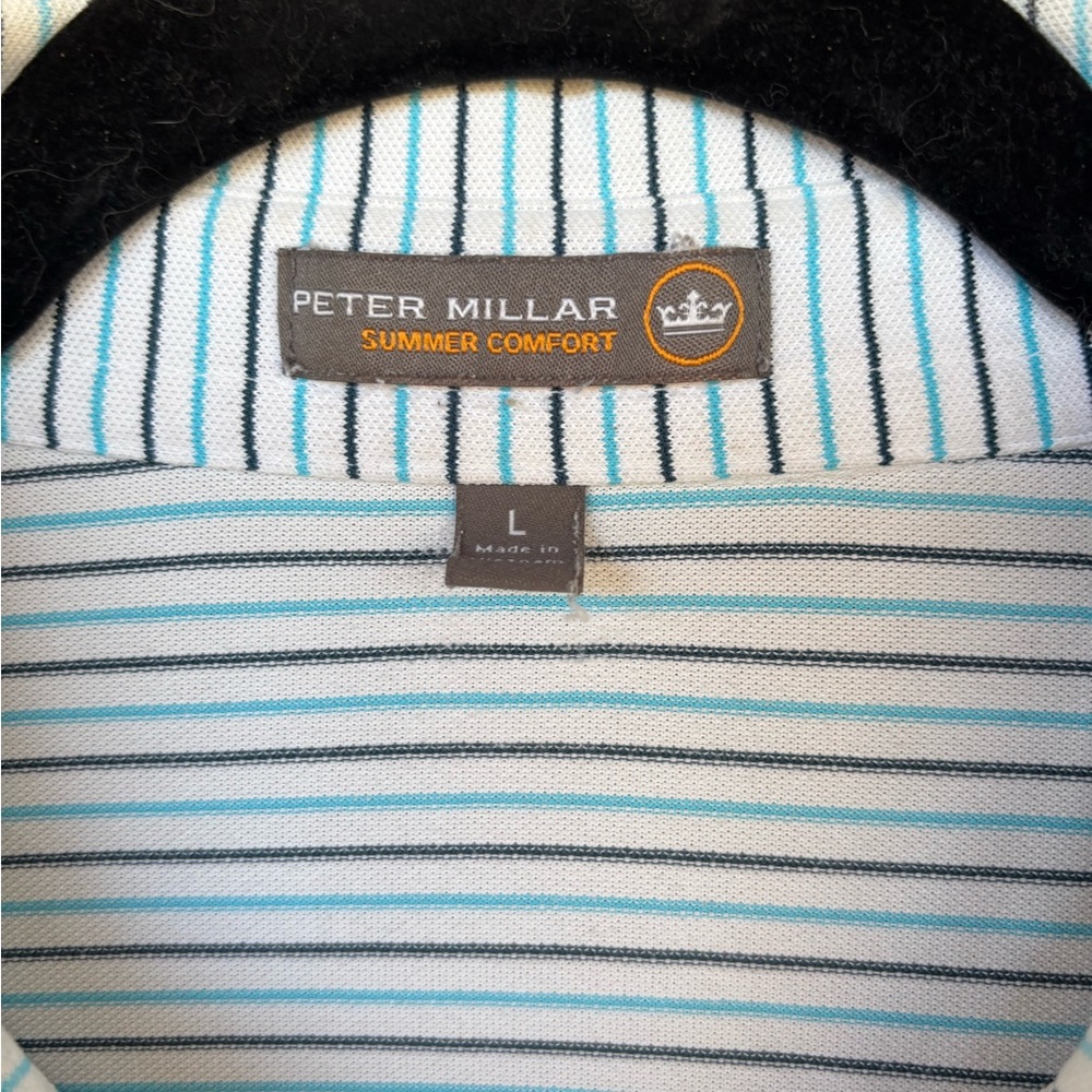 Peter Millar Summer Comfort Polo Shirt Men L Striped Golf Performance Resort - Picture 3 of 6
